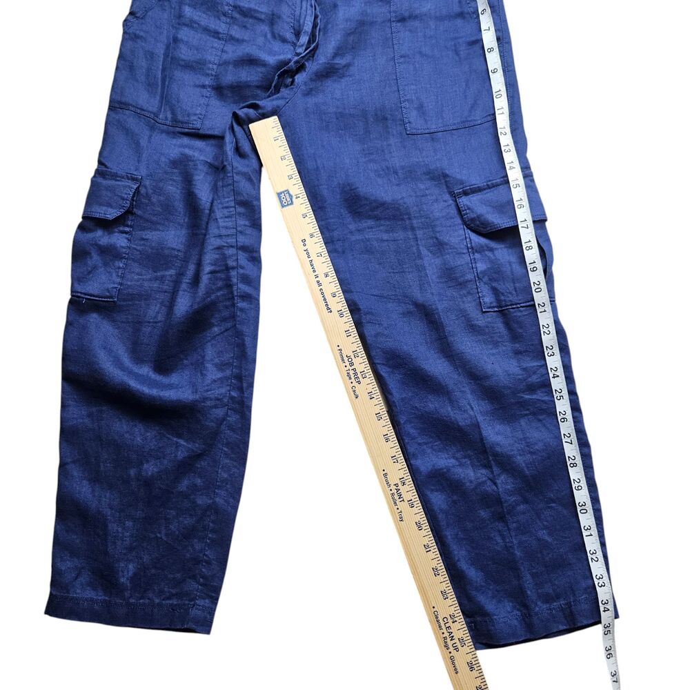 Tommy Bahama Womens Small Blue Linen Cargo Pants Drawstring Crop Summer Resort - Picture 7 of 10